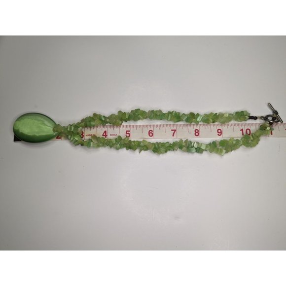 Stunning Green Cats Eye Teardrop Statement Piece Necklace Chunky Eye-grabbing - Picture 7 of 7